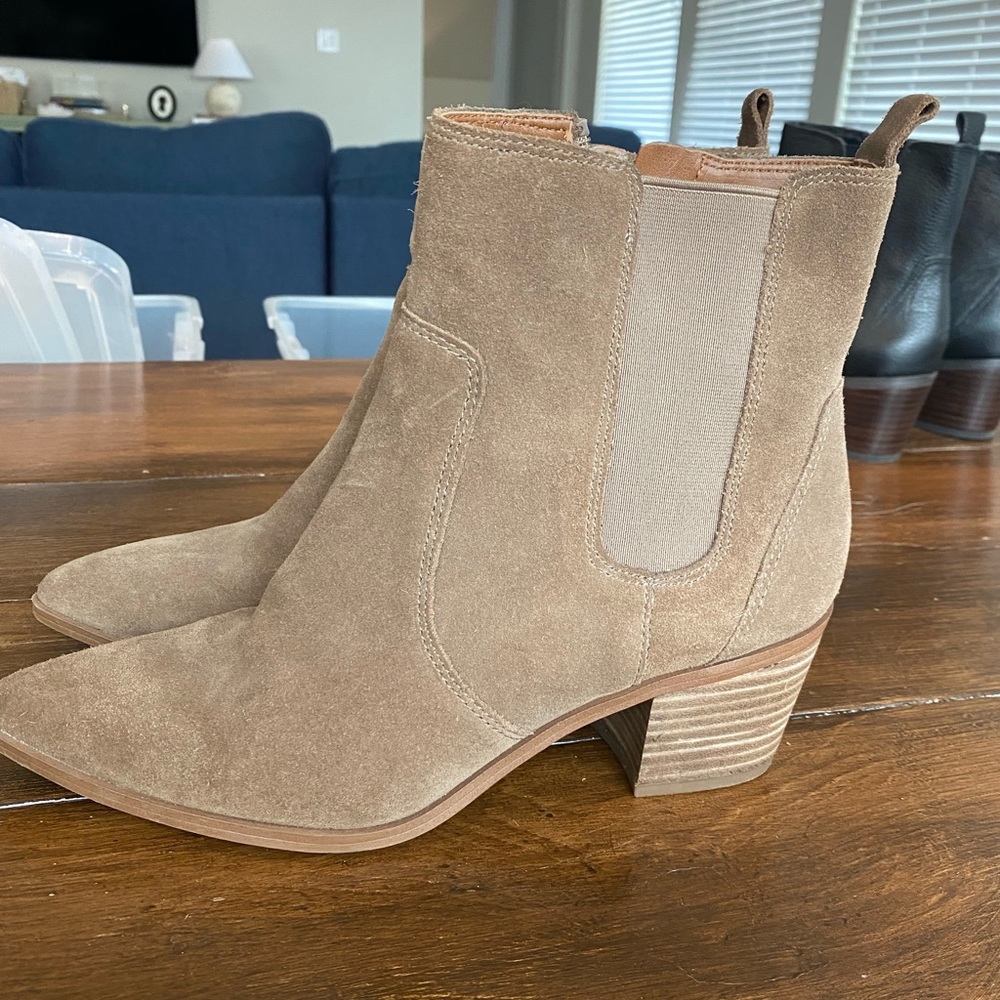 Franco Sarto Beige Suede Booties - Size 7
